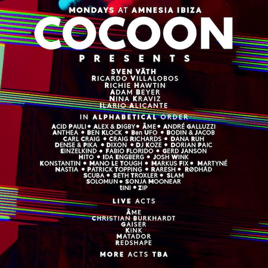Cocoon Ibiza 2017 Lineup